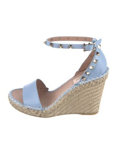 Pre-owned Valentino Garavani Rockstud Accents Leather Espadrilles In Multi