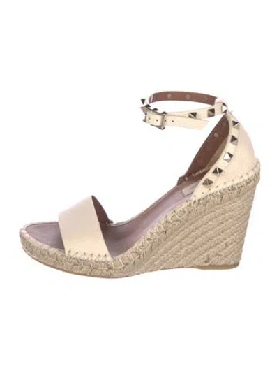 Pre-owned Valentino Garavani Rockstud Accents Leather Espadrilles In Multi