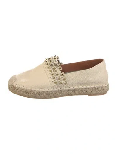 Pre-owned Valentino Garavani Rockstud Accents Leather Espadrilles In Neutral