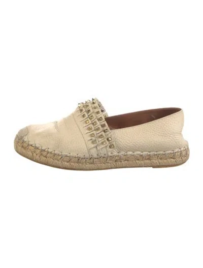 Pre-owned Valentino Garavani Rockstud Accents Leather Espadrilles In Neutrals