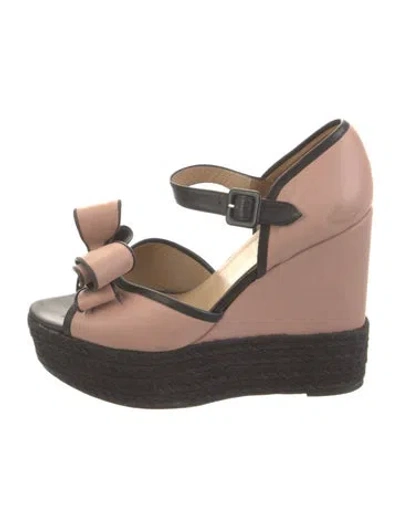 Pre-owned Valentino Garavani Rockstud Accents Leather Espadrilles In Pink
