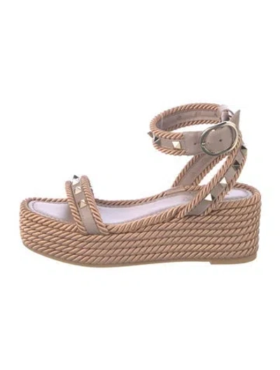 Pre-owned Valentino Garavani Rockstud Accents Leather Espadrilles In Purple