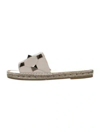 Pre-owned Valentino Garavani Rockstud Accents Leather Espadrilles In White