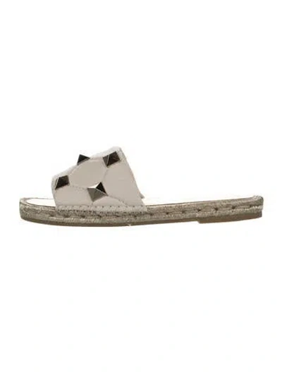 Pre-owned Valentino Garavani Rockstud Accents Leather Espadrilles In White