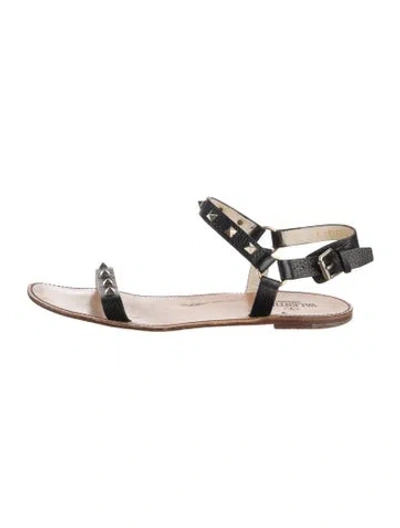 Pre-owned Valentino Garavani Rockstud Accents Leather Flats In Black