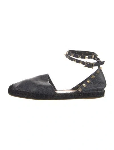 Pre-owned Valentino Garavani Rockstud Accents Leather Flats In Blue