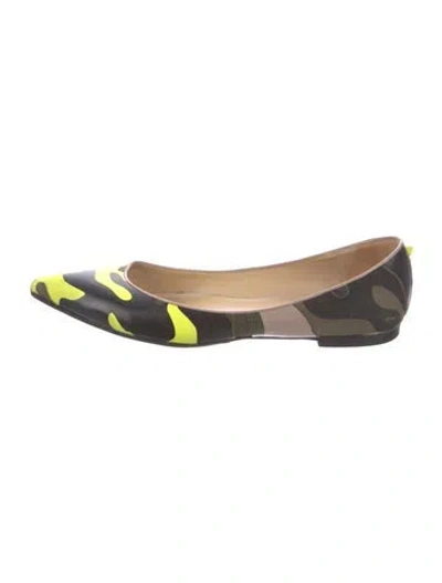 Pre-owned Valentino Garavani Rockstud Accents Leather Flats In Green