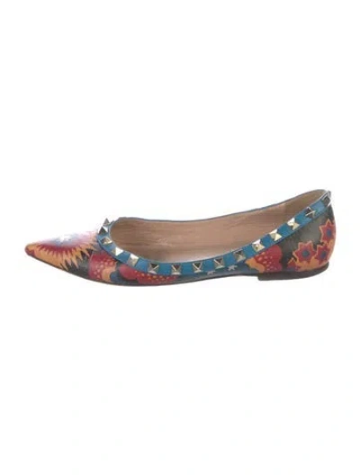 Pre-owned Valentino Garavani Rockstud Accents Leather Flats In Multi