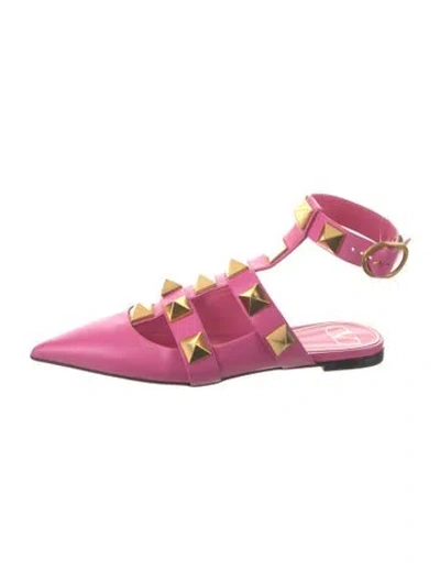 Pre-owned Valentino Garavani Rockstud Accents Leather Flats In Pink