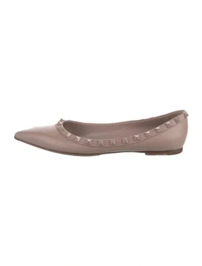 Pre-owned Valentino Garavani Rockstud Accents Leather Flats In Purple
