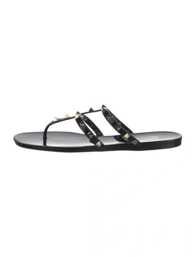 Pre-owned Valentino Garavani Rockstud Accents Leather Flats In Silver