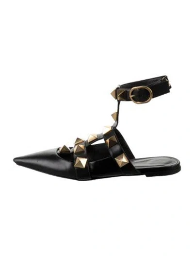 Pre-owned Valentino Garavani Rockstud Accents Leather Flats In White
