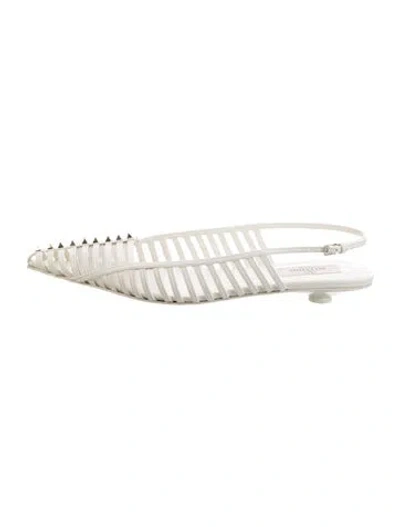 Pre-owned Valentino Garavani Rockstud Accents Leather Flats In White