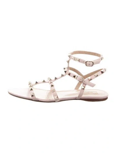 Pre-owned Valentino Garavani Rockstud Accents Leather Gladiator Sandals