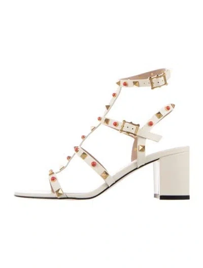 Pre-owned Valentino Garavani Rockstud Accents Leather Gladiator Sandals In Black