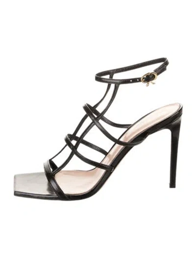 Pre-owned Valentino Garavani Rockstud Accents Leather Gladiator Sandals In Black
