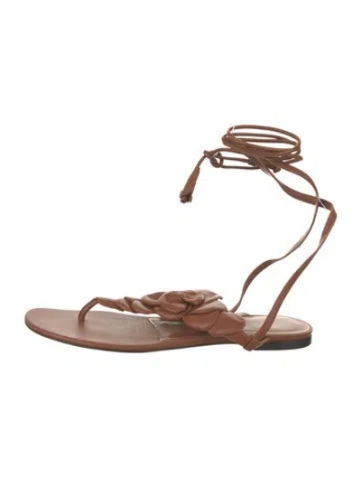 Pre-owned Valentino Garavani Rockstud Accents Leather Gladiator Sandals In Brown