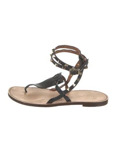 Pre-owned Valentino Garavani Rockstud Accents Leather Gladiator Sandals In Brown