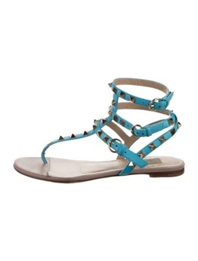 Pre-owned Valentino Garavani Rockstud Accents Leather Gladiator Sandals In Clear