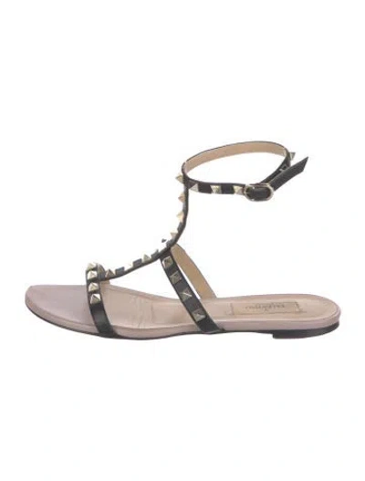 Pre-owned Valentino Garavani Rockstud Accents Leather Gladiator Sandals In Multi