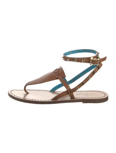 Pre-owned Valentino Garavani Rockstud Accents Leather Gladiator Sandals In Multi