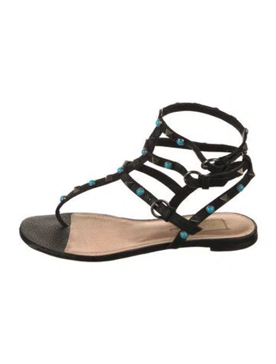 Pre-owned Valentino Garavani Rockstud Accents Leather Gladiator Sandals In Multi