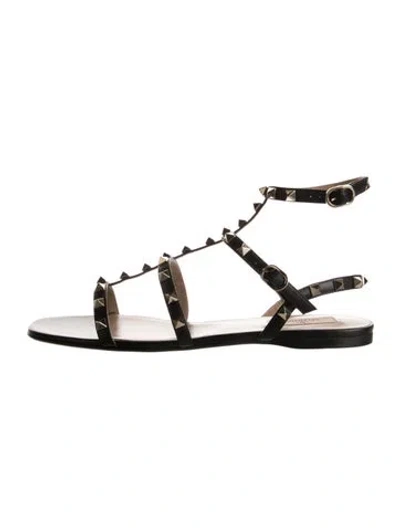 Pre-owned Valentino Garavani Rockstud Accents Leather Gladiator Sandals In Multi