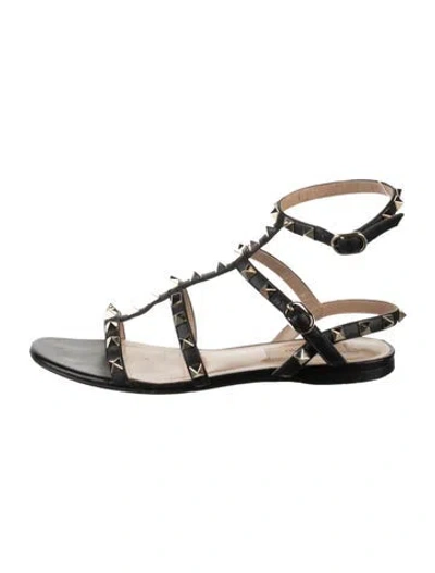 Pre-owned Valentino Garavani Rockstud Accents Leather Gladiator Sandals In Multi