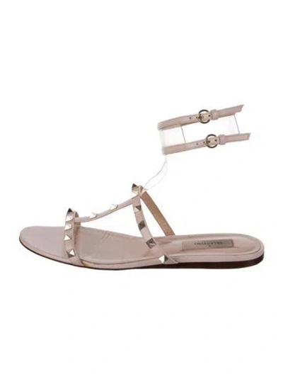 Pre-owned Valentino Garavani Rockstud Accents Leather Gladiator Sandals In Pink