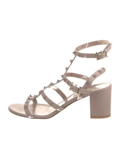 Pre-owned Valentino Garavani Rockstud Accents Leather Gladiator Sandals In Pink