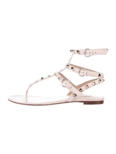 Pre-owned Valentino Garavani Rockstud Accents Leather Gladiator Sandals In Purple