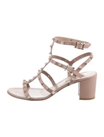 Pre-owned Valentino Garavani Rockstud Accents Leather Gladiator Sandals In Purple
