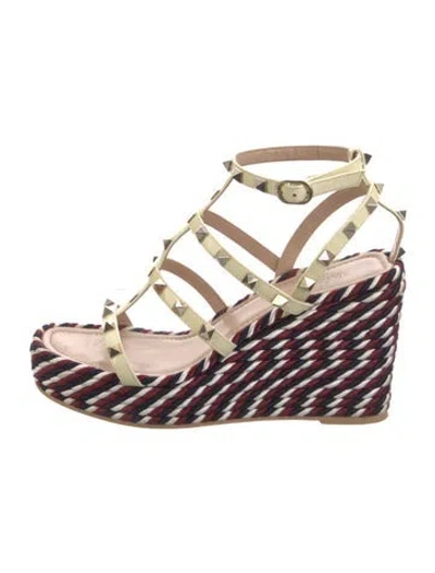 Pre-owned Valentino Garavani Rockstud Accents Leather Gladiator Sandals In White