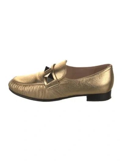 Pre-owned Valentino Garavani Rockstud Accents Leather Loafers
