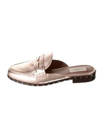 Pre-owned Valentino Garavani Rockstud Accents Leather Loafers