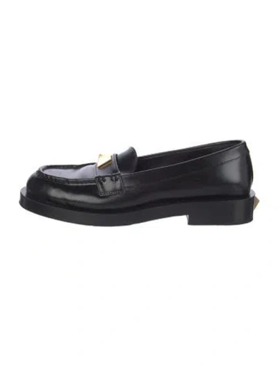 Pre-owned Valentino Garavani Rockstud Accents Leather Loafers In Black