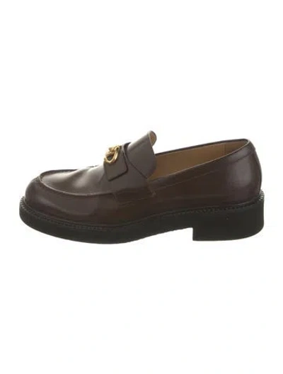 Pre-owned Valentino Garavani Rockstud Accents Leather Loafers In Black
