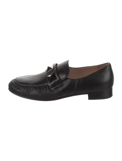Pre-owned Valentino Garavani Rockstud Accents Leather Loafers In Black