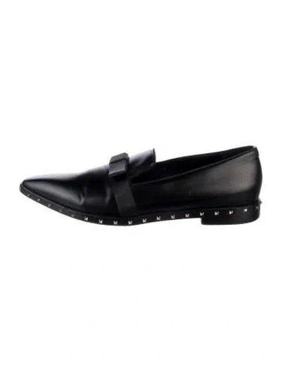 Pre-owned Valentino Garavani Rockstud Accents Leather Loafers In Black