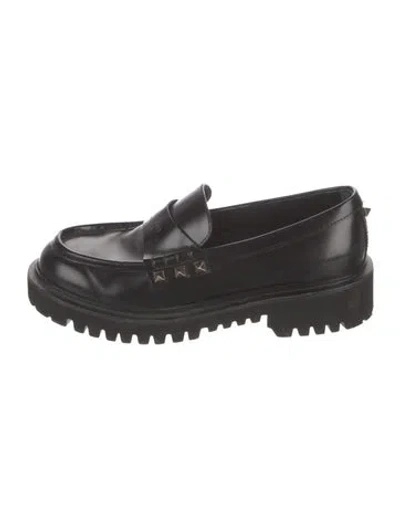 Pre-owned Valentino Garavani Rockstud Accents Leather Loafers In Black