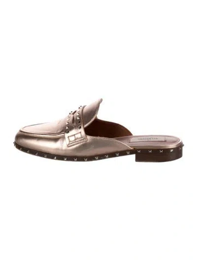 Pre-owned Valentino Garavani Rockstud Accents Leather Loafers In Metallic