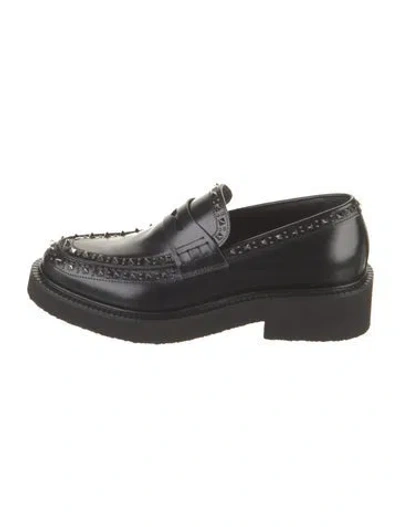 Pre-owned Valentino Garavani Rockstud Accents Leather Loafers W/ Tags In Black