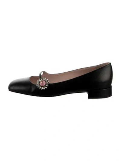 Pre-owned Valentino Garavani Rockstud Accents Leather Mary Jane Flats In Black