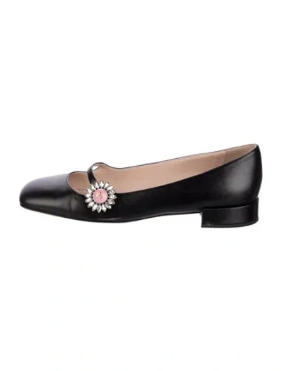 Pre-owned Valentino Garavani Rockstud Accents Leather Mary Jane Flats In Black