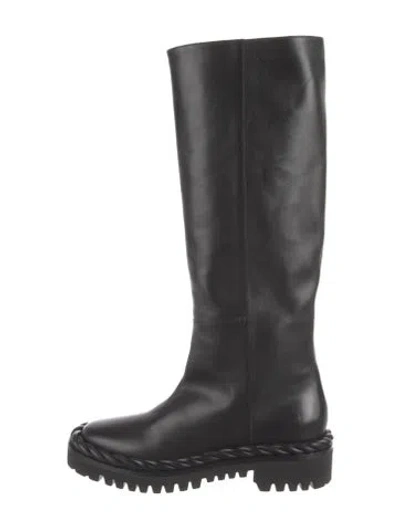 Pre-owned Valentino Garavani Rockstud Accents Leather Moto Boots In Black