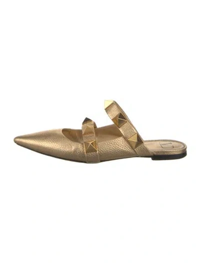 Pre-owned Valentino Garavani Rockstud Accents Leather Mules