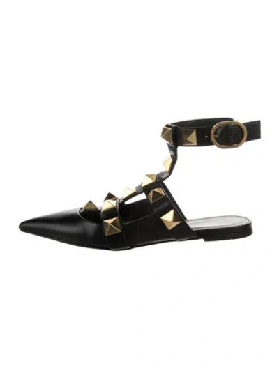 Pre-owned Valentino Garavani Rockstud Accents Leather Mules In Black