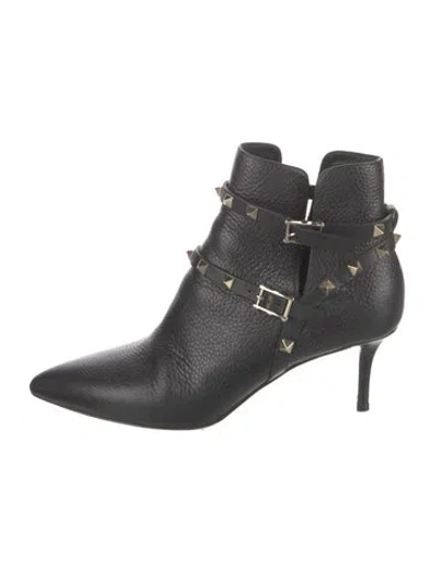 Pre-owned Valentino Garavani Rockstud Accents Leather Mules In Black