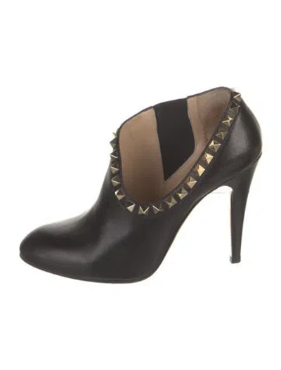 Pre-owned Valentino Garavani Rockstud Accents Leather Mules In Black