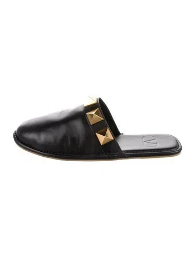 Pre-owned Valentino Garavani Rockstud Accents Leather Mules In Black